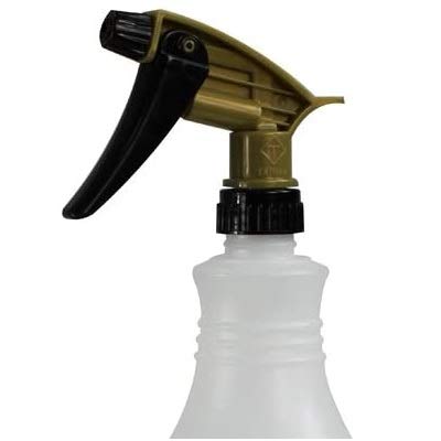 Comfort Axis Heavy Duty Acid Resistant Trigger Sprayer, Black/Gold, 9-1/4" Dip Tube, 28mm Neck Finish - 6 Pack