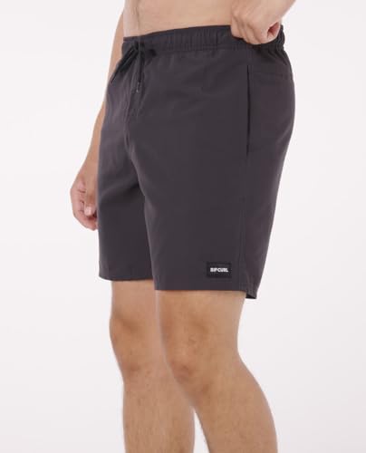Rip Curl Men's 17" Volley Boardshorts – Elastic Waist Swim Trunks with Fast-Drying Stretch Fabric and Pockets, Black, Large