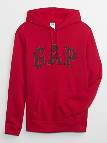 GAP Men's Logo Fleece Hoodie Hooded Sweatshirt, Crimson Red, Large