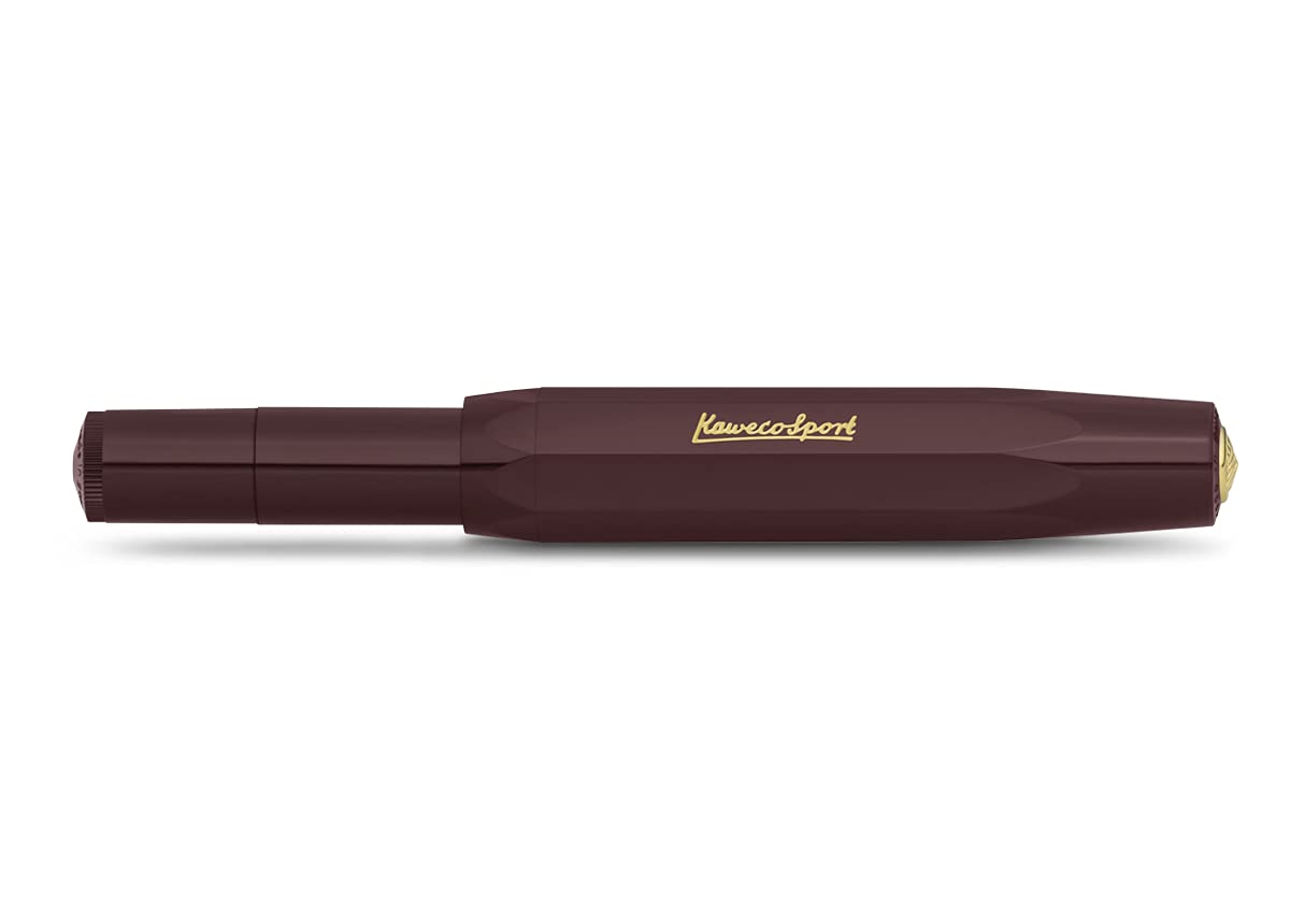 Kaweco CLASSIC SPORT Fountain Pen Bordeaux with 23 Carat Gold-Plated Steel Nib and Iridium Tip for Ink Cartridges I Sport Fountain Pen 13 cm I Nib: B (Broad)