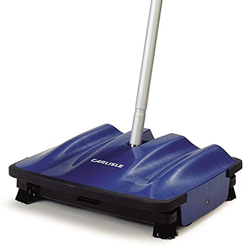 Carlisle FoodService Products Duo-Sweep Plastic Floor Sweeper, Surface Sweeper for Cleaning, 9.5 Inches, Blue
