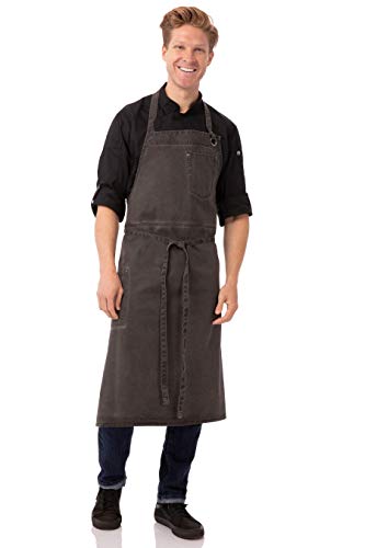 Chef Works Unisex Dorset Bib kitchen aprons, Pewter, One Size US