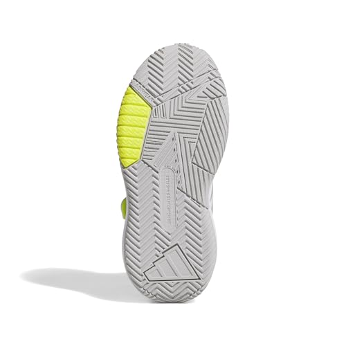 adidas Unisex-Kids Own The Game 3.0 Basketball, White/Grey/Solar Slime, 5/Big Kid
