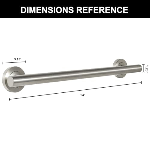 Lava Odoro Shower Grab Bar, Modern Set Stainless Steel Handicap Grab Bar for Bathtubs and Showers, Shower Safety Bar for Seniors Disabled, ADA-Compliant (Brushed Nickel, 24 Inch)