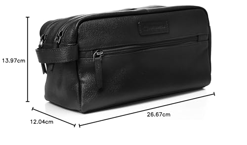 Alpine Swiss Sedona Toiletry Bag Genuine Leather Shaving Kit Dopp Kit Travel Case Black