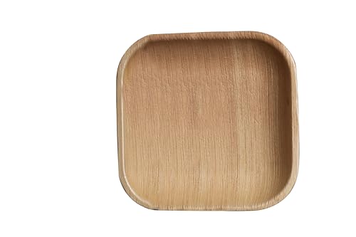 Palm Leaf Bamboo Plates Paper Disposable 10 Inch & 6 Inch Bulk Party Pack Eco Compostable Biodegradable Wooden Best Alternative To Plastic Paper Plates (100 pc)