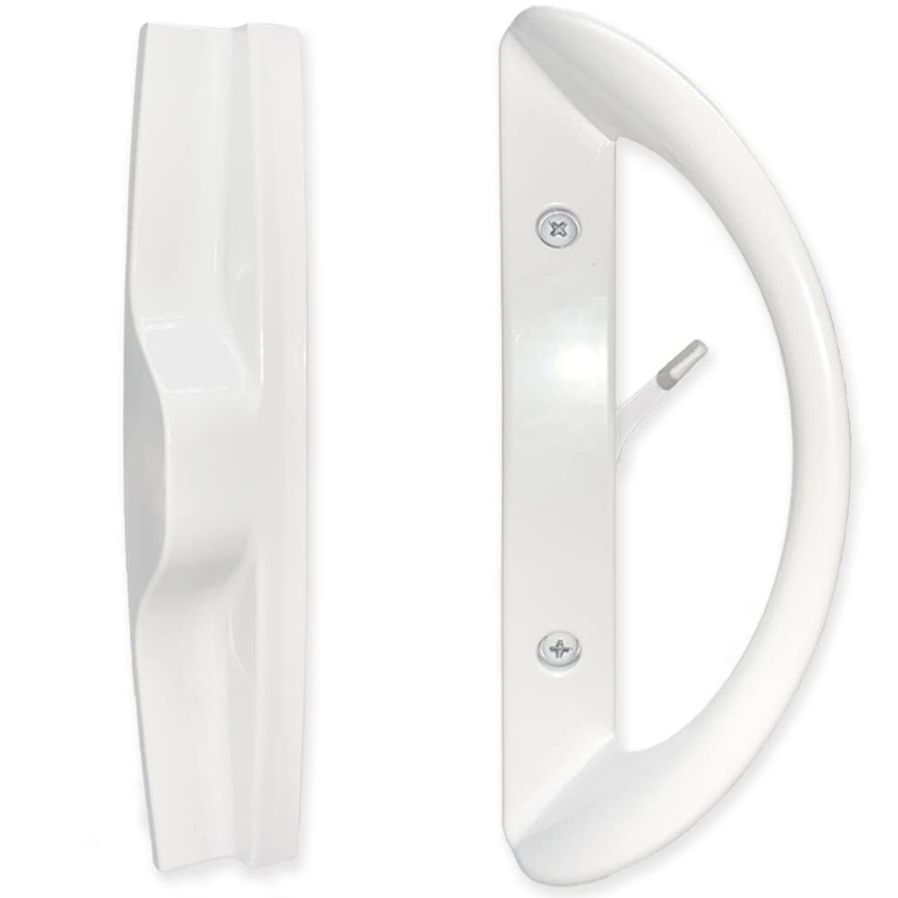 Patio Sliding Door Handle Set, Perfect Replacement Mortise Style Handle Set Fits Door Thickness from 1-1/2" to 1-3/4", 3-15/16" Screw Hole Spacing, Non-Keyed (White)