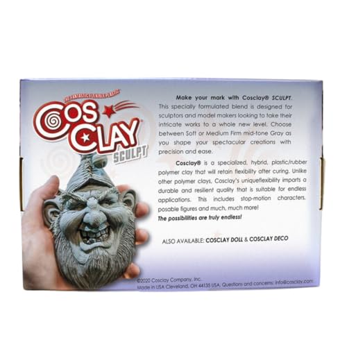Andwing Cosclay Sculpt - Soft Gray - Flexible Polymer Clay (1lb)