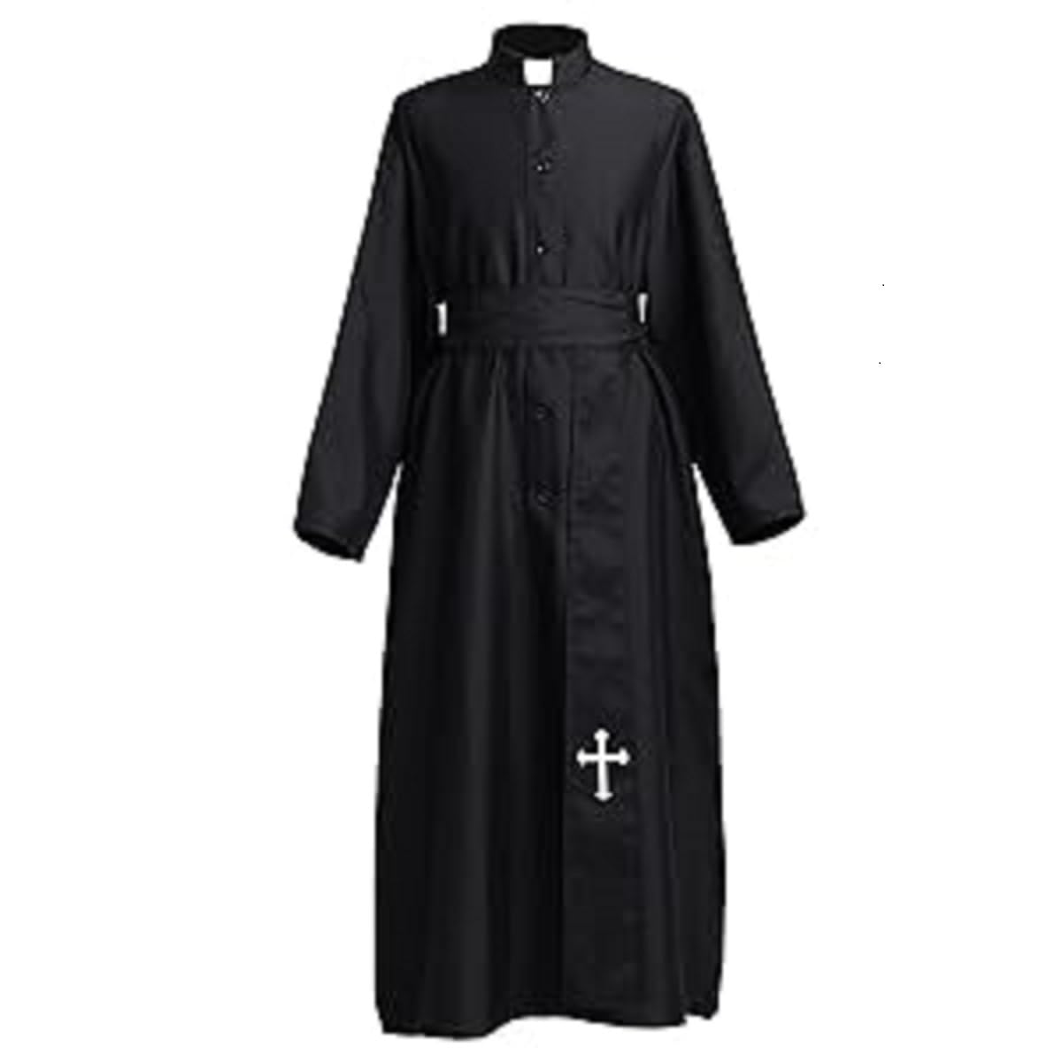 COSDREAMER Mens Clergy Robe Preacher Cassocks Mens Praise Worship Robes, Black, X-Large