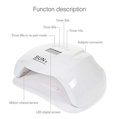 Professional 54W Nail Dryer,Dulcii UV/LED Gel Polish Smart Auto-sensing Nail Curing Lamp-36 LED Beads-Double Light Source(365 + 405nm)-Salon Level