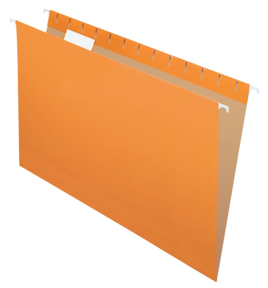 Pendaflex Hanging File Folders, Legal Size, Orange, 25-Pack, Durable Paper Stock, Coated Rods, Lighter Interior to Prevent Misfiling, for Office or Home Filing Systems