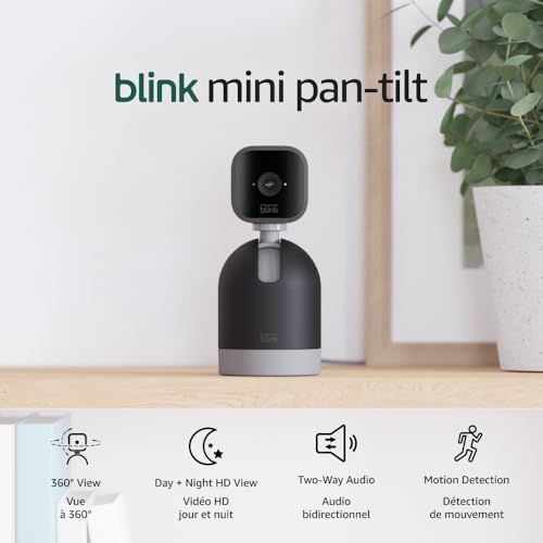 Blink Mini Pan-Tilt Camera (newest model), Rotating indoor plug-in smart security camera, two-way audio, HD video, motion detection, Works with Alexa (Black)