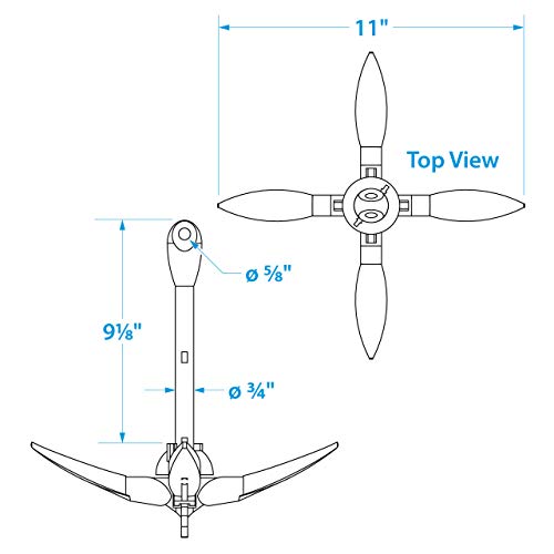 SEACHOICE Folding Grapnel Anchor 3-1/2 lbs. 41000, One Size, Steel