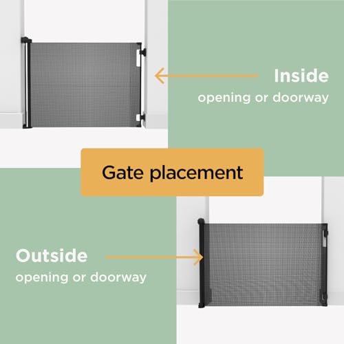 Hakuna Pets Indoor/Outdoor Paw Proof Retractable Dog Gate, 36.6" Tall Extends to 71" Wide, Gray