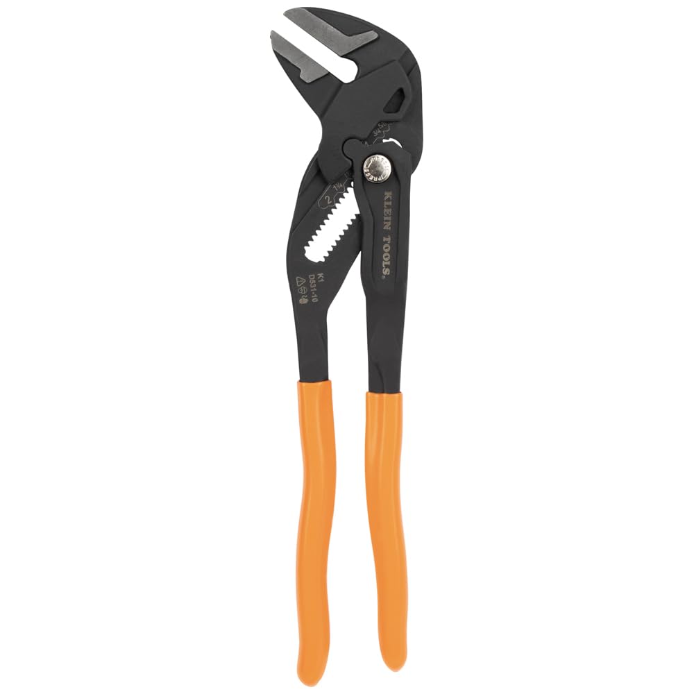 Klein Tools D53110 Compact Plier Wrench, High Leverage Multi-Use Adjustable Plier Wrench with Smooth Jaws, 10-Inch