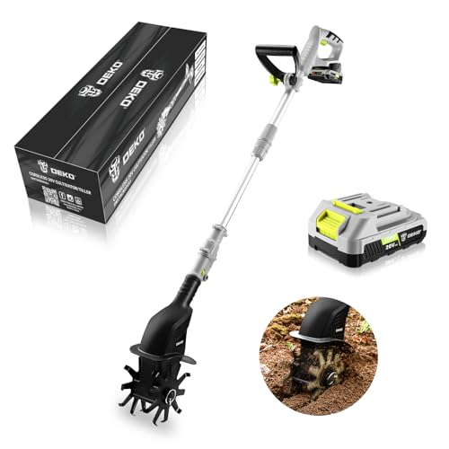 Cordless Electric Garden Tiller: DEKOPRO Power Cultivator for Effortless Soil Cultivation in Flower Beds, Vegetable Gardens, Lawns-Lightweight Lawn Yard Garden Tiller for Women & Seniors