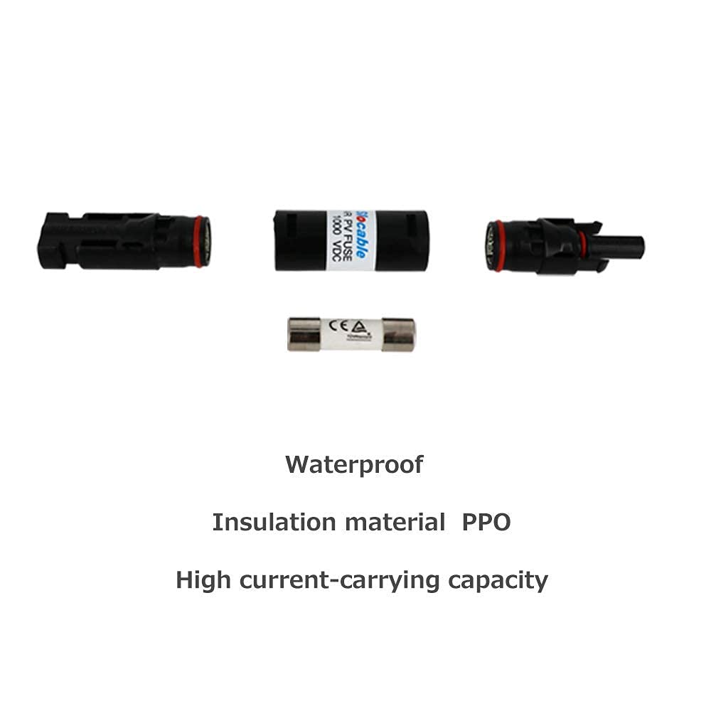 Renogy 30A MC4 Waterproof in-Line Fuse Holder w/Fuse, Black