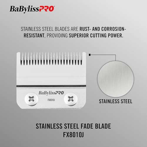 BaBylissPRO Barberology Stainless Steel Replacement Fade Clipper Blade, FX8010J Fade Blade