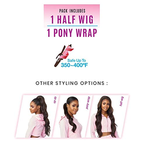 Sensationnel INSTANT UP & DOWN Half Wig Wrapped Ponytail Big Waves Yaki Texture Blowout Look Easy Styling Heat Resistant Synthetic Fiber Pony Wrap Sleek Finish - UD 6 (2)
