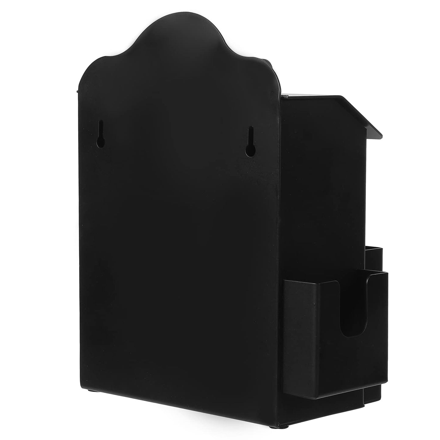 MyGift Classic Matte Black Metal Suggestion Box with Cursive Suggestions Lettering, Wall Mounted or Tabletop Comment Box with Lock, Keys, Paper Sheet and Pen Holder Slots