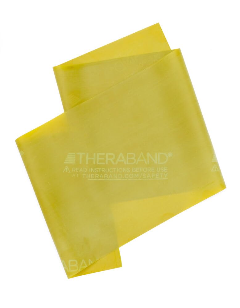 TheraBand Resistance Bands, 50 Yard Roll Professional Latex Elastic Band For Upper & Lower Body & Core Exercise, Physical Therapy, Pilates, At-Home Workouts, & Rehab, Yellow, Thin, Beginner Level 2