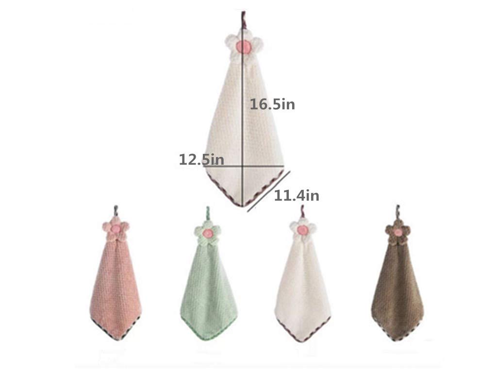 Ivymei 4Pack Microfiber Hand Towels, Kitchen Hand Towels with Loop,Bathroom Hand Towels Hanging,Quick Dry Absorbent Microfiber Cleaning Cloths (4color)