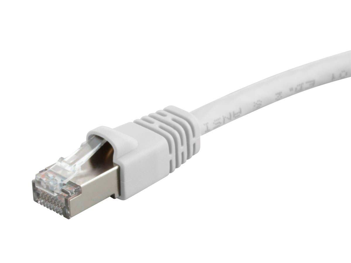 Monoprice Cat6A Ethernet Patch Cable - Network Internet Cord - RJ45, 550Mhz, STP, Pure Bare Copper Wire, 10G, 26AWG, 1ft, White