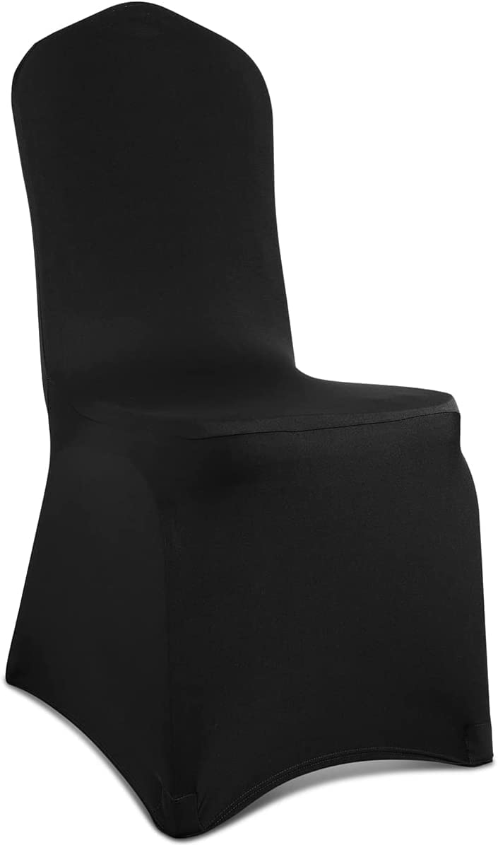Spandex Chair Covers, Babenest Upgraded 10PCS Banquet Washable Stretch Fitted Chair Slipcovers, Elastic Universal Dining Room Chair Protector for Party Celebration Holiday Wedding (Black)