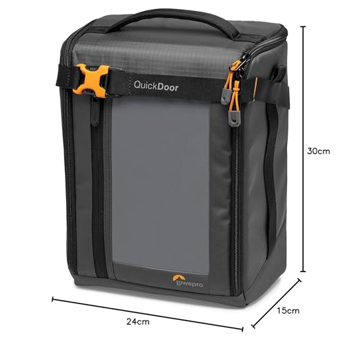 Lowepro GearUp Creator Box Extra Large II, Mirrorless and DSLR Camera Bag, Camera Case with QuickDoor Access, Made with Recycled Fabric, Orange Padded Interior Dividers, Grey