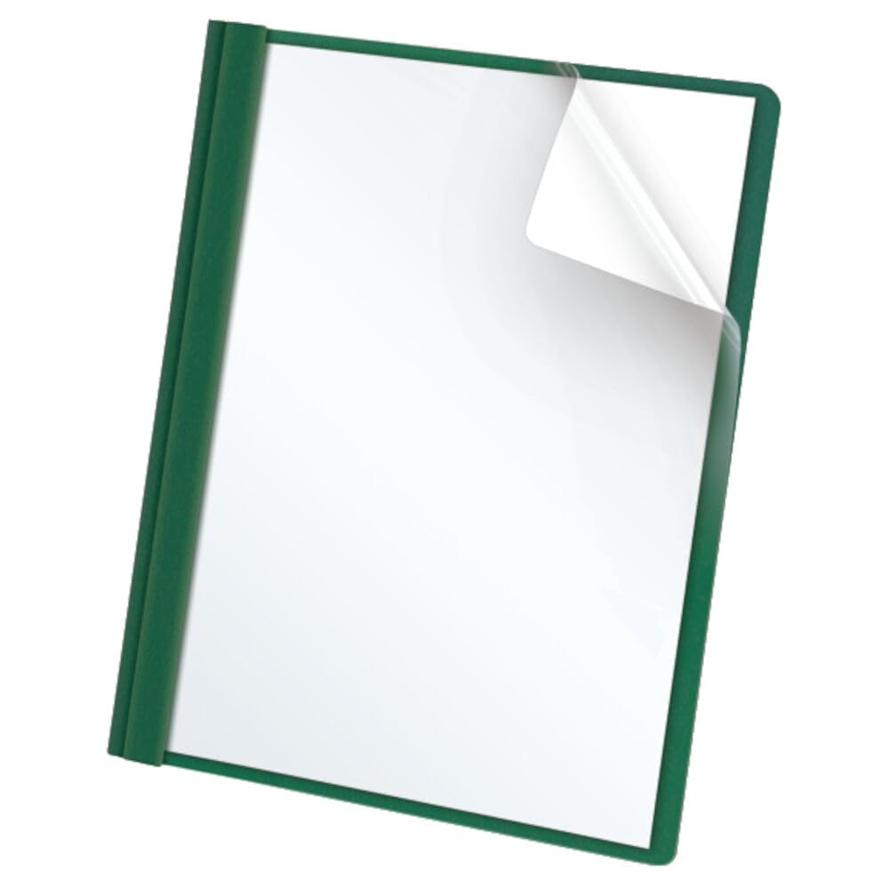 Oxford Duotang Clear Front Report Covers, Letter Size, Hunter Green, 100-Sheet Capacity, Sturdy Paper Back, Concealed 2-Prong Fasteners, Office and School Presentation, 25-Pack