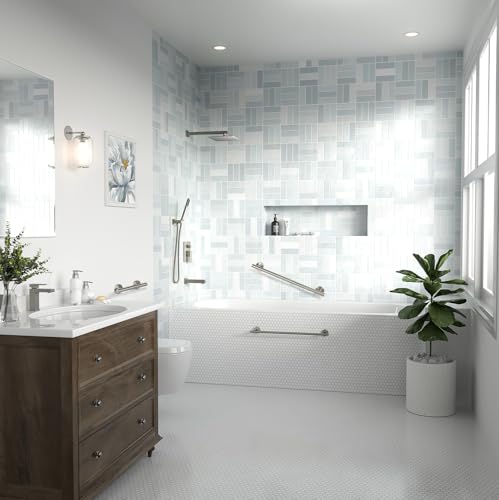 Lava Odoro Shower Grab Bar, Modern Set Stainless Steel Handicap Grab Bar for Bathtubs and Showers, Shower Safety Bar for Seniors Disabled, ADA-Compliant (Brushed Nickel, 24 Inch)