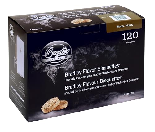 Bradley Smoker Bisquettes for Grilling and BBQ, Hickory Wood Blend, 120 Pack