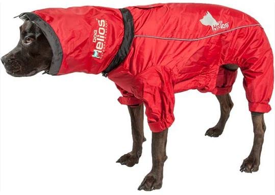 DOGHELIOS 'Weather-King' Windproof Waterproof and Insulated Adjustable Full Bodied Pet Dog Jacket Coat w/Heat Retention Technology, Large, Red