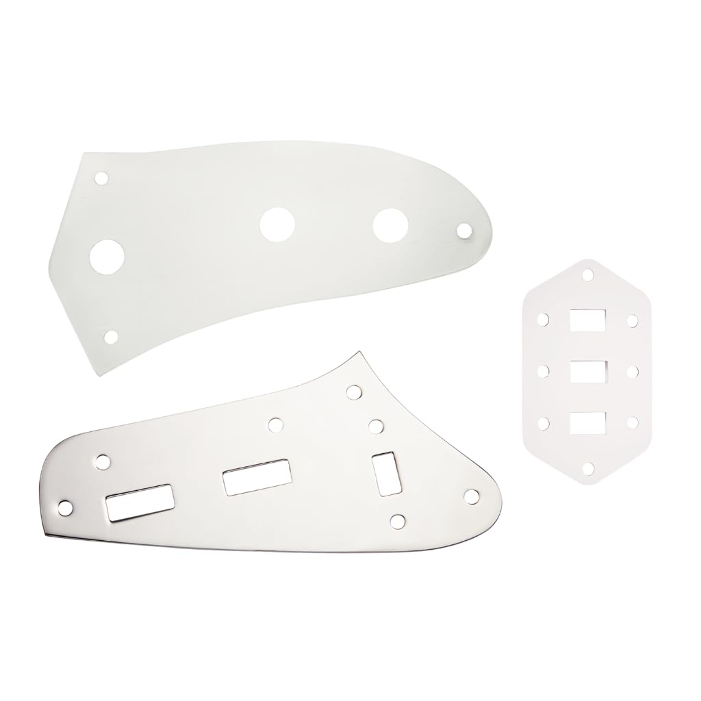 Dopro Guitar Control Plate Kit Upper Control Plate Lower Control Plate and Pickup Selector Switch Plate for Jaguar Guitars Chrome