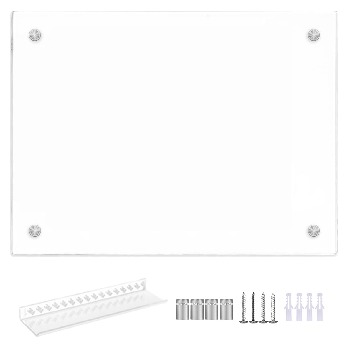 TORASO Glass Whiteboard, Dry Erase White Board,30 x 40cm Small Glass White Board for Home Kitchen, Office, Frameless, Brilliance White(Glass BB-WH-3040).CA