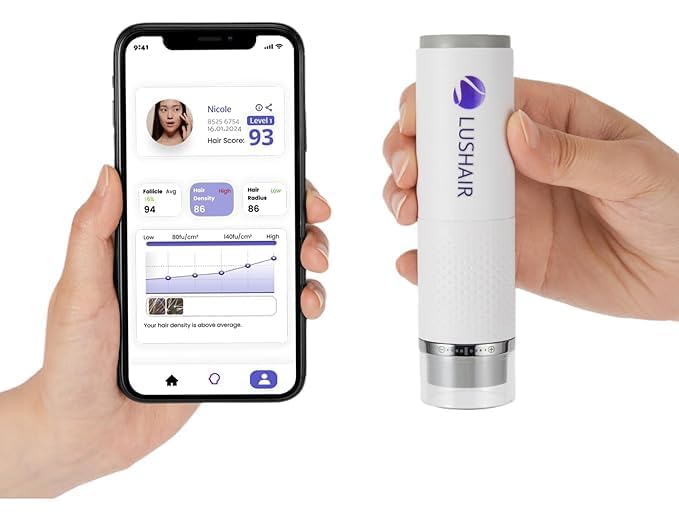 lushair Wireless Hair Analyzer, Hair Follicle Tester, Scalp Microscope, 16-Function Detection, AI Intelligent Analysis Provides Care Plan