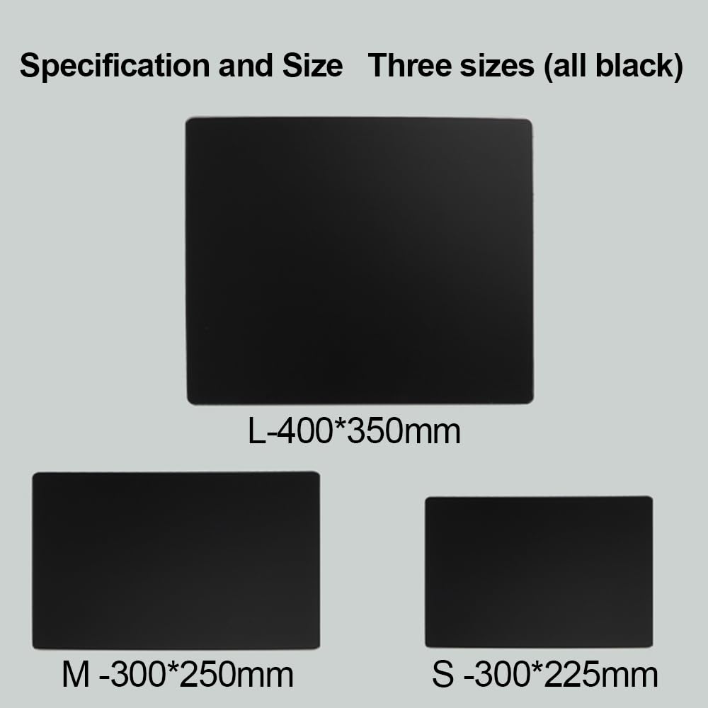 Docooler Photovoltaic Tempered Glass Gaming Mouse Pad, Non-Slip Base, Ultra-Smooth Surface for Precision Control, Water Resistant, 2 Sizes (M/L) for PC, Office & Esports (All Black)