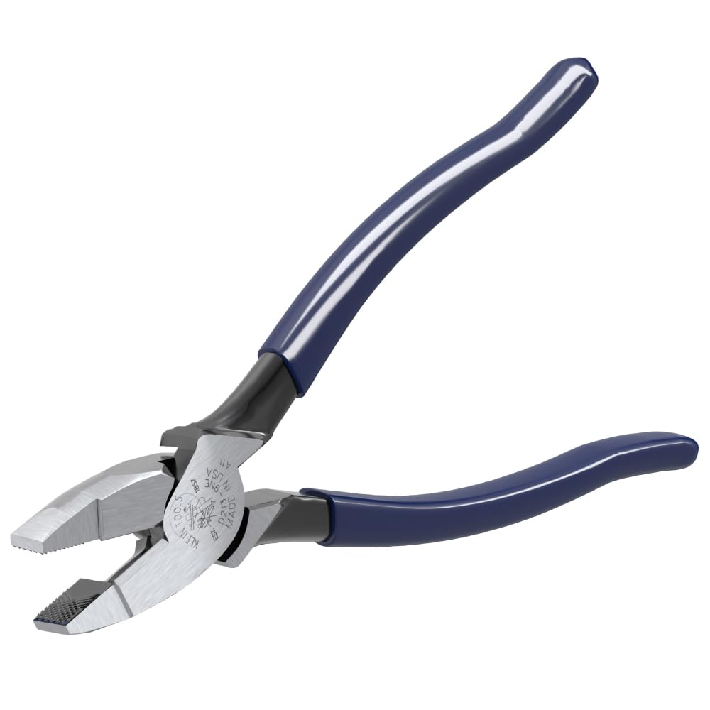 Klein Tools D213-9NE Pliers, 9-Inch Side Cutters, High Leverage Linesman Pliers Cut Copper, Aluminum and Other Soft Metals