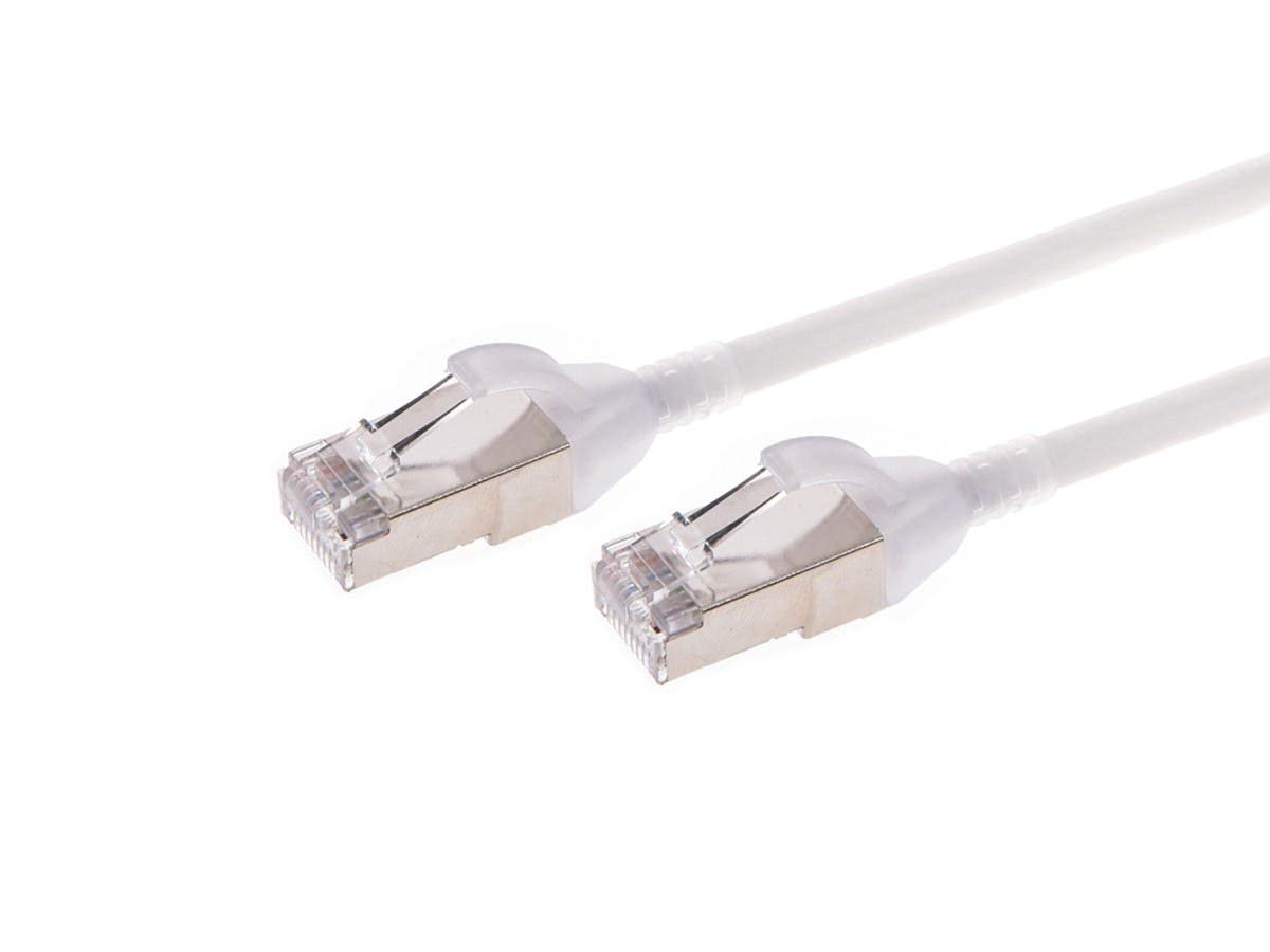 Monoprice Cat6A Ethernet Patch Cable - 25 Feet - White | Snagless, Double Shielded, Component Level, CM, 30AWG, Computer Networking Cable LAN Modem Router - SlimRun Series