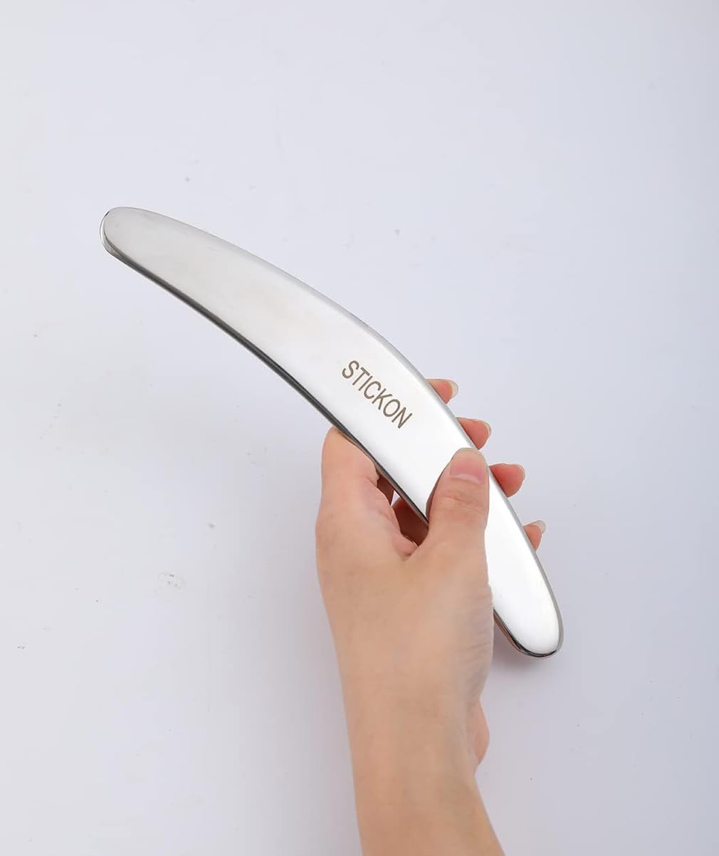 STICKON Medical Grade Stainless Steel Gua Sha Set 5pcs Scraping Massage Tool IASTM tools for Soft Tissue Therapy and Reduce Legs, Back, Arms,Neck,Shoulder Muscle Pain pitao06