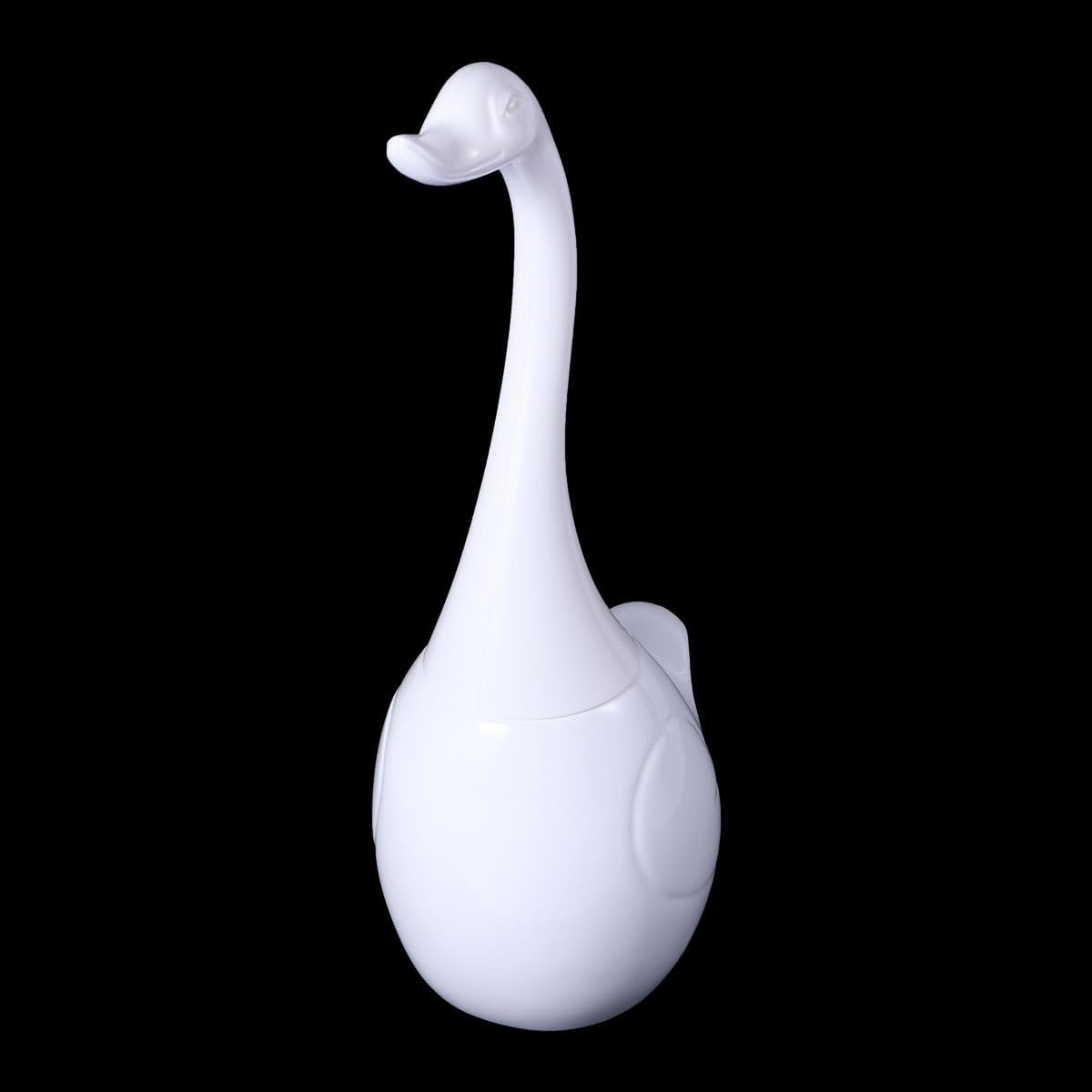 STOBAZA Swan Style Toilet Brush Set with Compact Holder Soft Dense Bristles Bathroom Cleaning Brush for Home Hotel Washroom 12.99X4.52X5.11 Inches