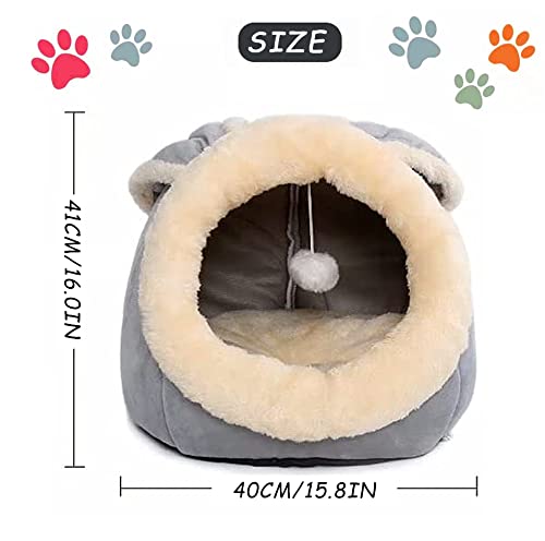 PowerKing Cat Bed for Indoor Cats,Cat House Furniture for Pet Kitten Tent Cave,Cute Dog Beds for Puppy Medium Dogs with Removable Washable Soft Cushioned Pillow,Grey