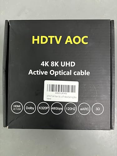 8K Fiber Optic HDMI Cable 50FT, 48Gbps HDMI 2.1 Cable Ultra High Speed 8K@60Hz,4K120Hz,HDCP 2.2&2.3, HDR10 Compatible with Fire Roku Apple HDTV,Monitor,Projecto PS5 Xbox etc.