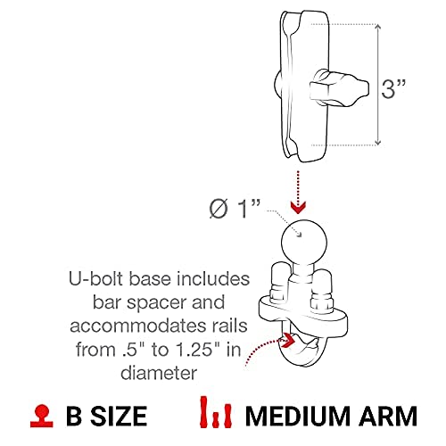 RAM Handlebar Rail Mount with Zinc Coated U-Bolt Base and Universal X-Grip™ Cell Phone Holder