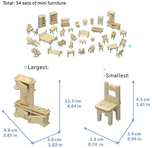 CUTEROOM 3D Wooden Puzzle House, Gothic House 3D Stereo Wooden Puzzles DIY Dollhouse Miniature Kit for Adults - Wooden Model Kit with Furniture -Adult Interactive Puzzle Toy Set