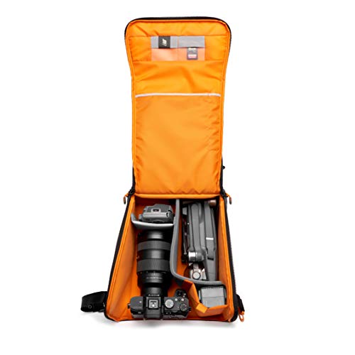 Lowepro GearUp Creator Box Extra Large II, Mirrorless and DSLR Camera Bag, Camera Case with QuickDoor Access, Made with Recycled Fabric, Orange Padded Interior Dividers, Grey