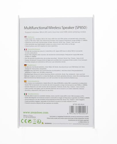 Avantree SP850 Rechargeable Portable FM Radio with Bluetooth Speaker and SD Card MP3 Player 3-in-1, Auto Scan Save, LED Display, Small Handheld Pocket Battery Operated Wireless Radio (No AM)