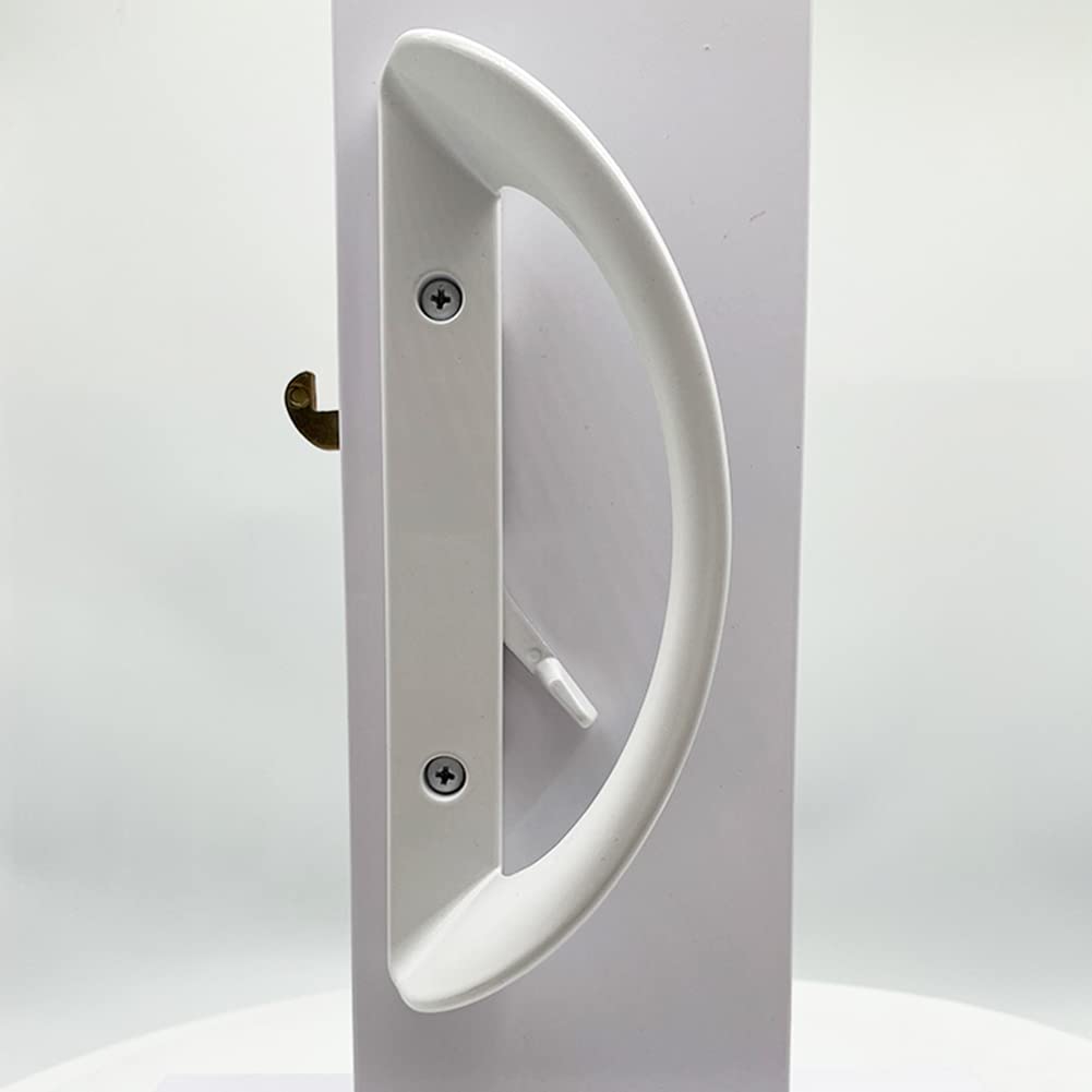 Patio Sliding Door Handle Set, Perfect Replacement Mortise Style Handle Set Fits Door Thickness from 1-1/2" to 1-3/4", 3-15/16" Screw Hole Spacing, Non-Keyed (White)