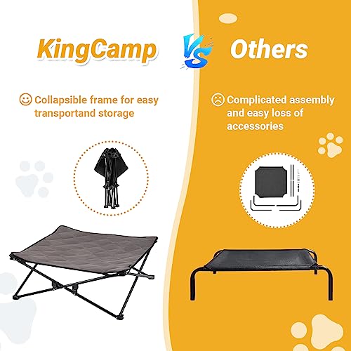 KingCamp Elevated Dog Bed for Medium Dogs, Raised Outdoor Indoor Portable Cooling Cot Lifted Pet Hammock off Ground with Washable Breathable Mesh & Frame with Non Slip Foot for Camping Backyard, Black
