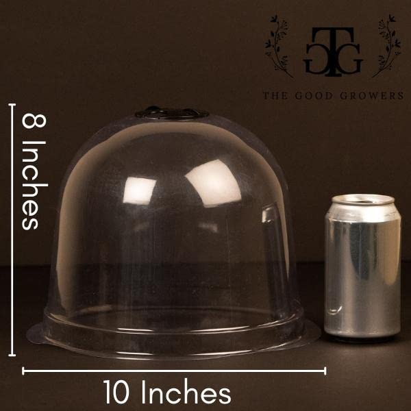 (10 Pack) The Good Growers Extra Large Plant Covers (10" x 8") with Vents - Reusable Plastic Cloche Domes for All-Weather & Frost Protection, Mini Greenhouse Effect & Pest Control